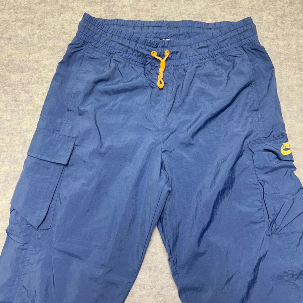 Nike Cargo Pants‎ Womens Medium Blue Lightweight Drawstring Parachute Active